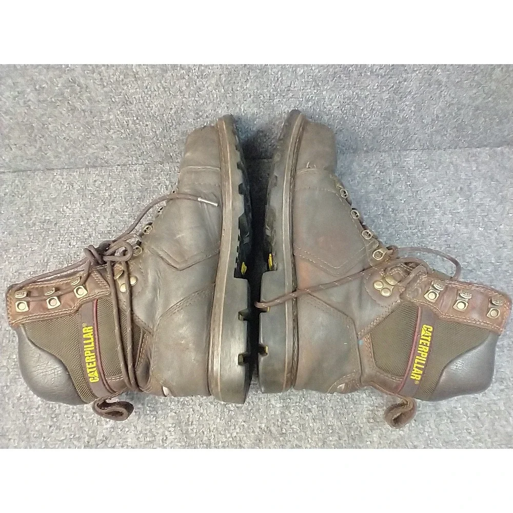 Caterpillar Mens 8.5 Brown‎ Leather Steel Toe Waterproof Work Boots NO INSOLES